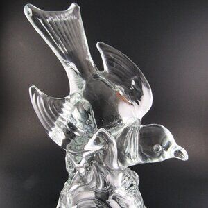 CLEAR GLASS BIRD FIGURINE PAPERWEIGHT